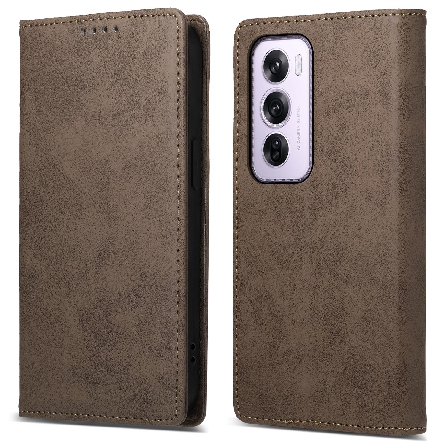 

DF-05 For Oppo Reno12 Pro 5G (Global) Case PU Leather Phone Cover RFID Blocking Brown