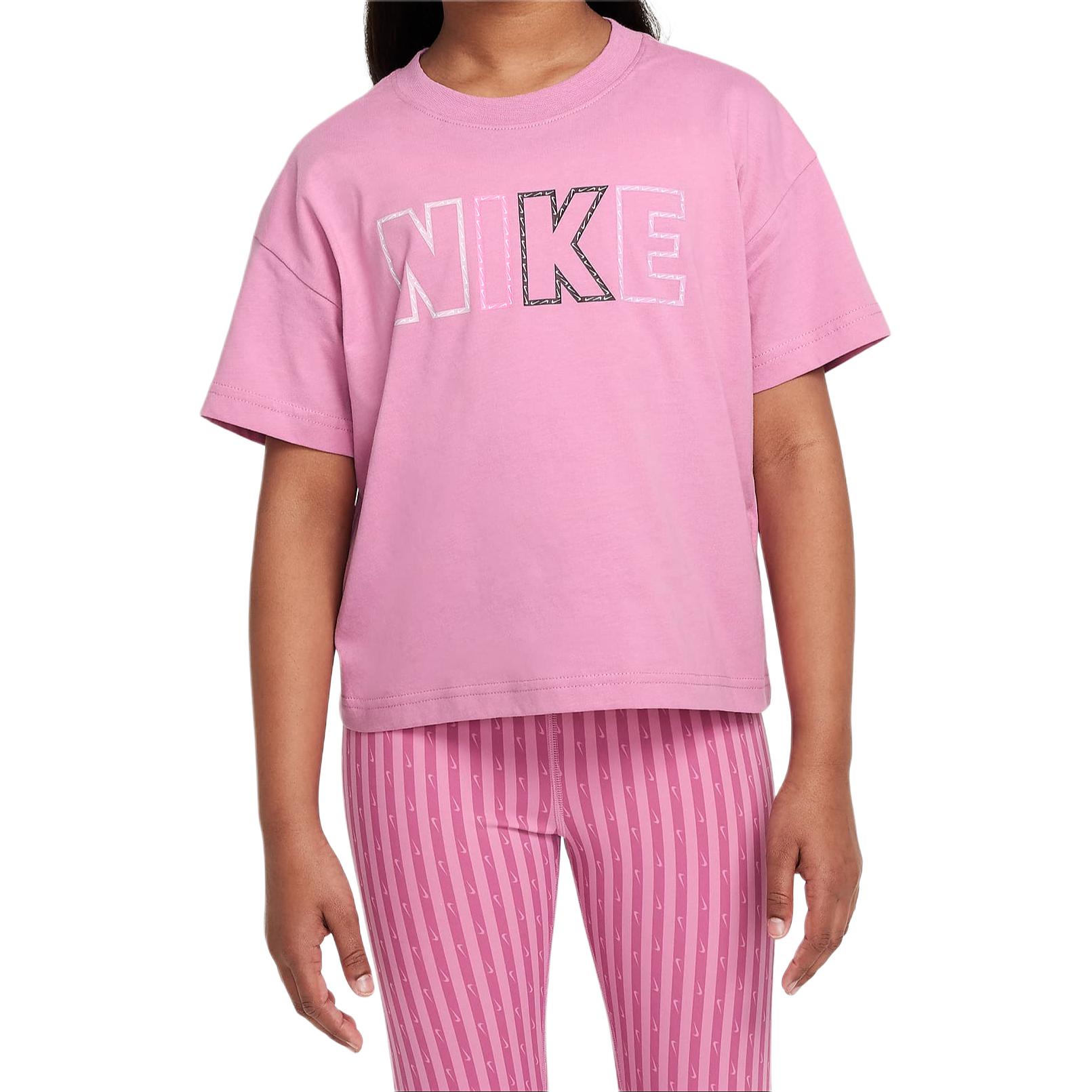 

Nike Sportswear Essentials Soft Comfortable Casual Short Sleeve T-Shirt Flamingo Pink Kids Tops FZ5561-646 XL