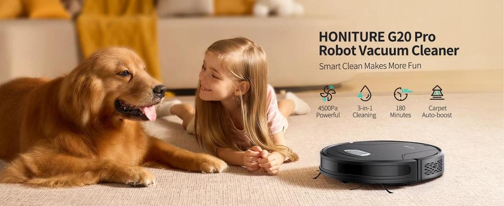 Honiture G20 Pro Robot Vacuum Cleaner 4500Pa 180min Runtime Smart Navigation Comprehensive 3-in-1 Cleaning