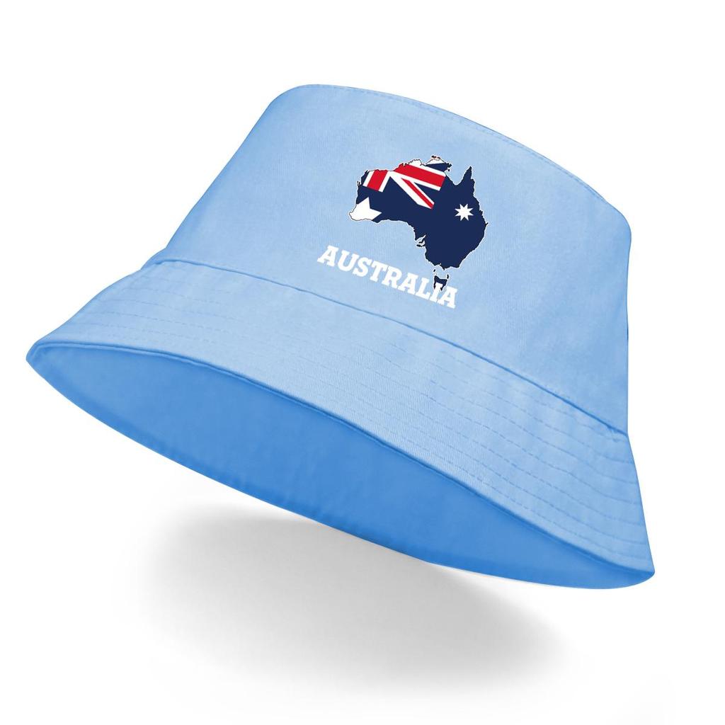 Bucket Hat With Flag Of Australia Map Print , Commonwealth Blue Ensign Women's Hat Lightweight Polyester Simple Basin Cap