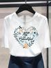 (Asian Size) Lovely Flower Trend Women's Top Print O-neck Casual T  Fashion Female Clothing Graphic Tee Short Sleeve T-shirts