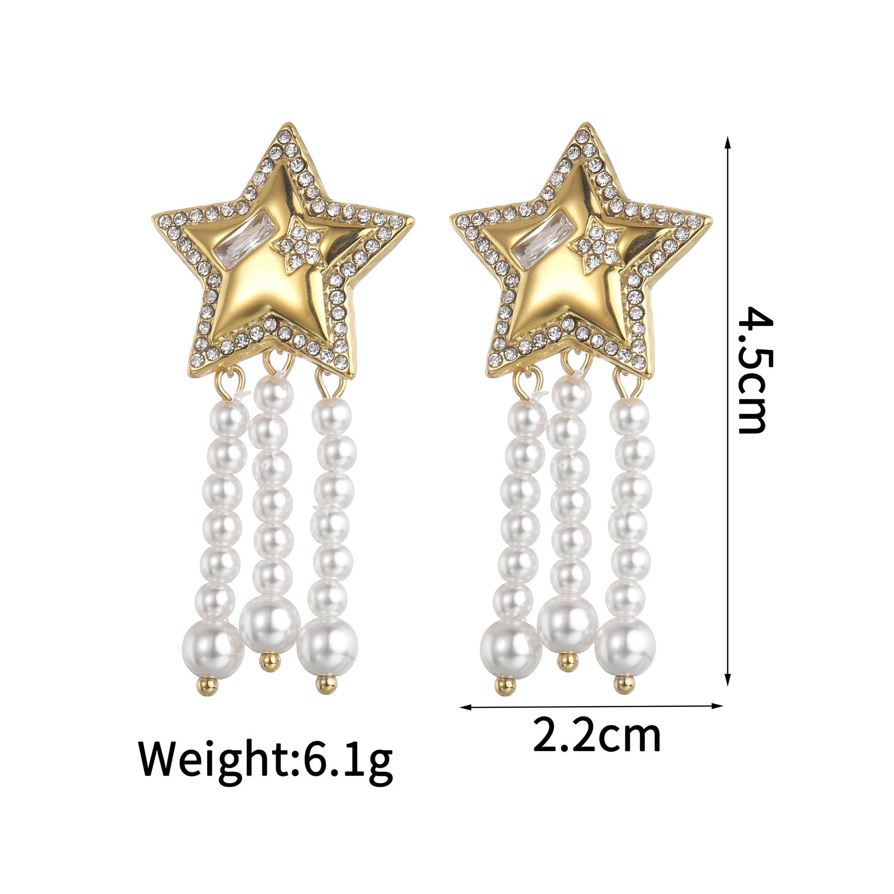 

Atoztide Trendy Beads Tassel Earring for Women Stainless Steel Exquisite Zircon Heart Star Charm Drop Earring Daily Jewelry Gift зірка