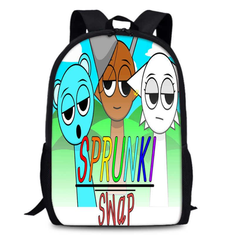 Sprunki 15in Large Capacity Backpack Durable Oxford Fabric School Bag For Students Teens Lightweight Design