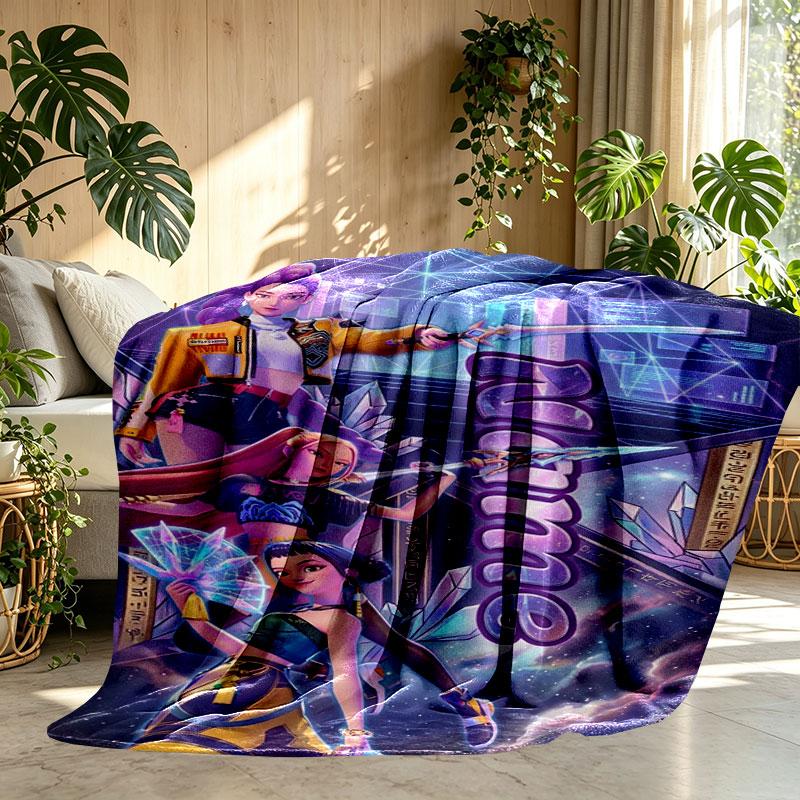 Custom Name Personalized Demon Hunters Kpop Print Blanket, Home Decor, Bedroom, Sofa, Camping, Couch, Gifts for Birthday Christmas
