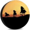 Running Horses Sunset Spare Tire Cover Polyester Dust-Proof Cover for RV SUV Truck