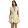 2026 Floral Puff Sleeve Summer Dress – Sweet French Style with Cinched Waist and A-line Skirt.