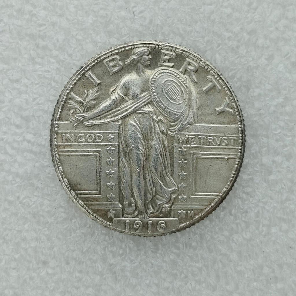 Antique American Liberty 25 Cents Coin, 1916-1930, Optional Brass or Silver Plated