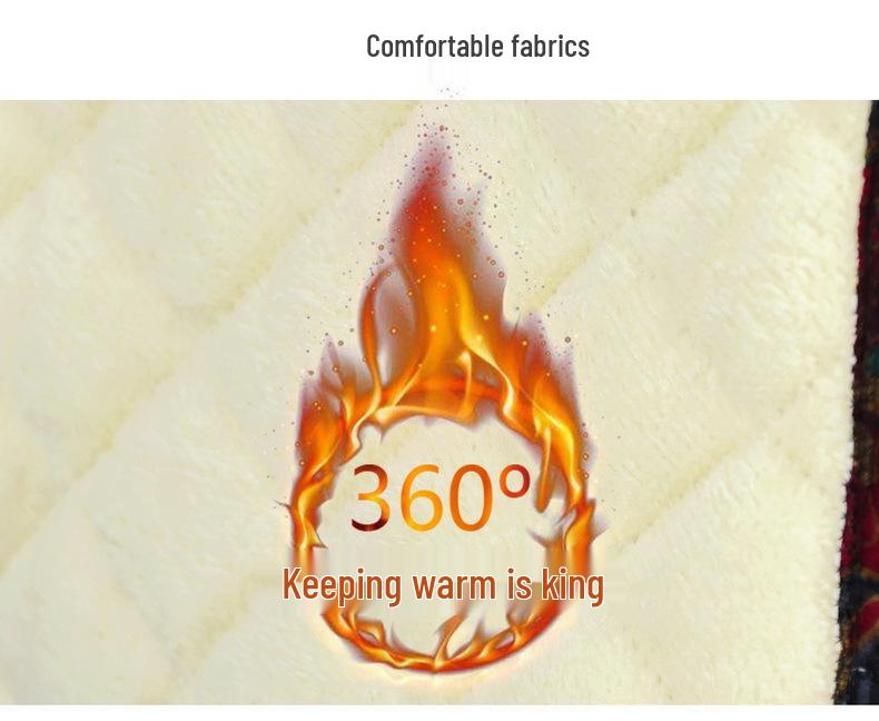 Damen Baumwollmantel mittlerer Länge mit Blumenmuster und Fleecefutter - Winterverdickter Stil für Mittelalte und Ältere