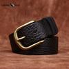 Personalized Trendy Cowhide Pattern Men's High-end Business Men's Belt Cowhide Genuine Leather Copper Buckle Belt Men's