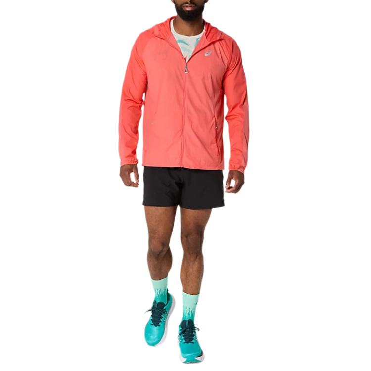 Asics Road Packable Warm Comfortable Loose Fit Hooded Zip Long Sleeve Jacket Men Jacket Orange 2011D084-700