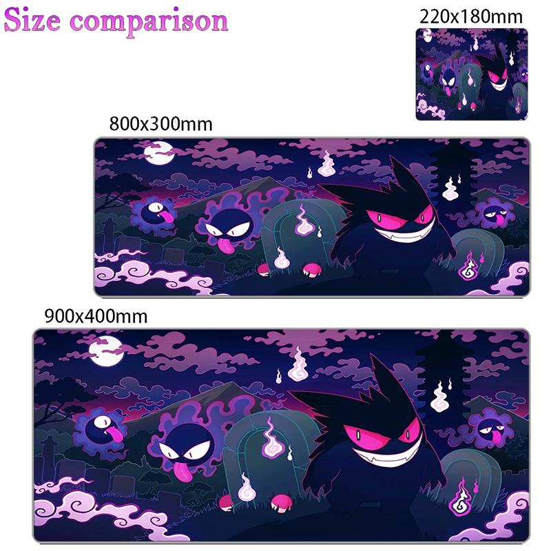 Mouse Pad Pokemon Pikachu Gengar Gamer Notebook Games Mouse Pad XXL Keyboard Pad Large Mousepad Mouse Mat Gaming Desk Mat Rug 800x300x2mm