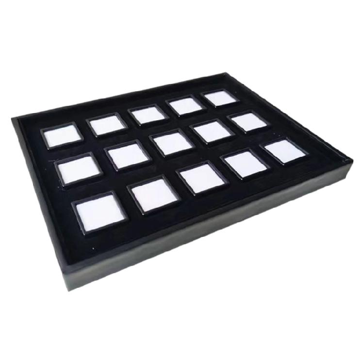 15Pcs Compact 3Cm Square Jewelry Storage Boxes With Clear Covers And PU Padding For Secure Gems Protections