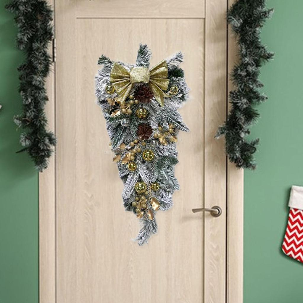 Decorative Holiday Door Wreath Realistic Artificial Garland for Christmas Party Home Office Entryway Wall