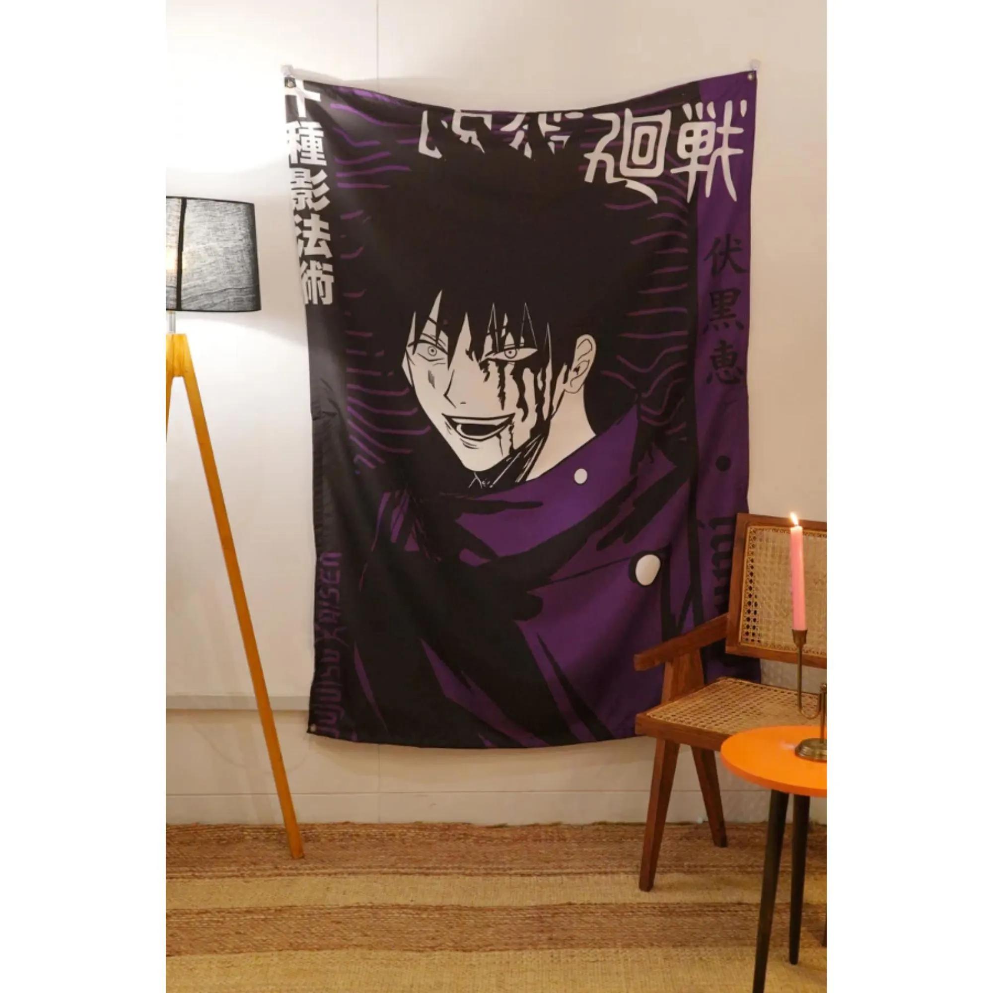 Jmg Household Supplies Unisex Jujutsu Kaisen Megumi Fushiguro Tapestry, Anime Character Flat Print Wall Hanging, Decor For Bedroom Gamer Room Dorm, Ideal Gift