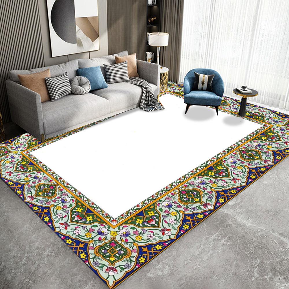 Traditional Pattern Carpet Mat Rug Ornate Border Classic Elegant Vintage Design Home Decoration Living Room Bedroom Floor Mat