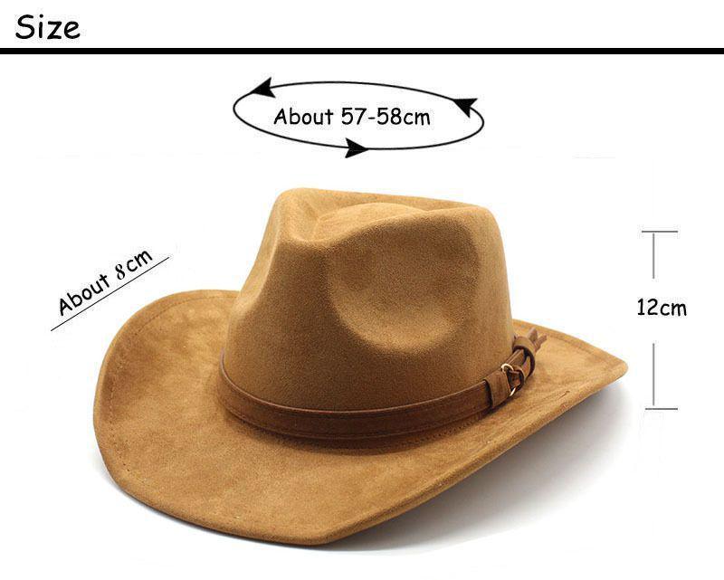 Unisex Suede Felt Cowboy Fedora Hat - European & American Style