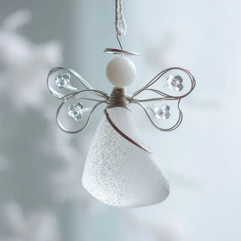 Unique Coastal Theme Angelic Ornament 2D Flat Acrylic Hanging Pendant for Holiday Christmas Tree And Home Office Accent