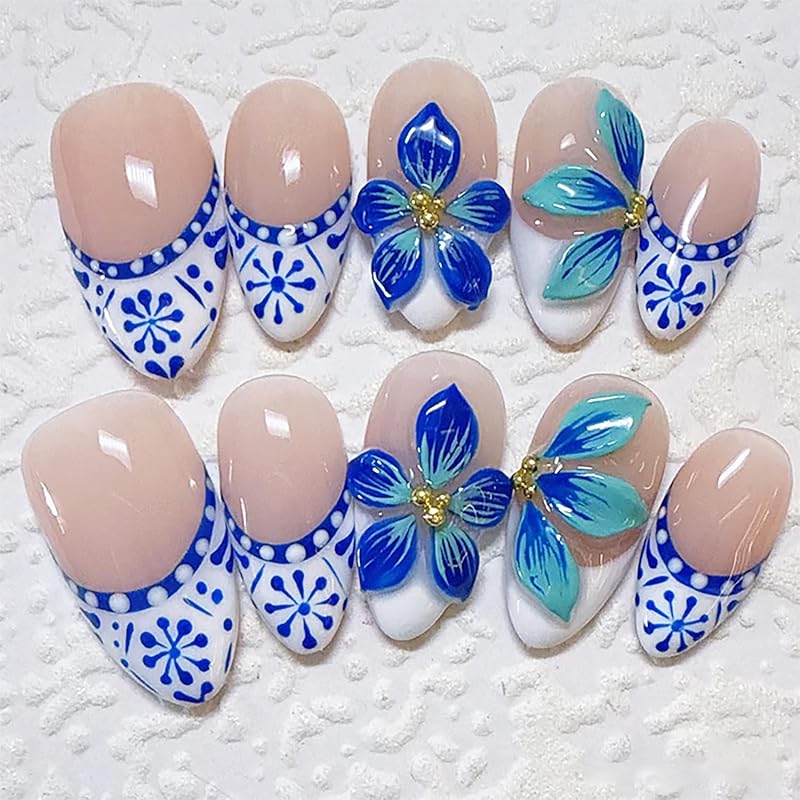 30Pcs Fall Press On Nails Medium Almond Red Maple Leaf Fake Nails with Gradient Designs Fall Leaves Stick On Nails Full Cover Autumn Acrylic Nails