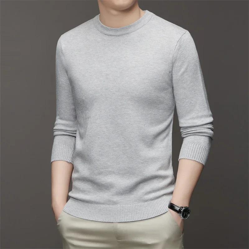

7 Colour Men S Round Neck Long Sleeved Solid Color Sweater Soft Warm And Comfortable Top With A Base 4XL світло-сірого кольору