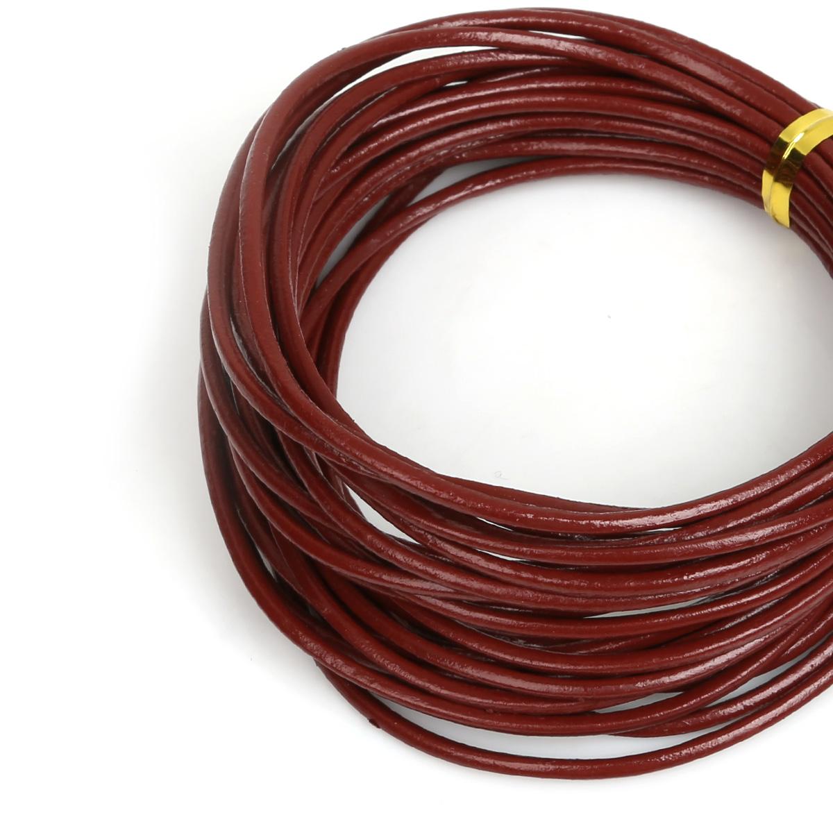 

Натуральная круглая кожаная нить для изготовления браслетов, ювелирных изделий, DIY, шнур, шнур 2mm 5M вино красного
