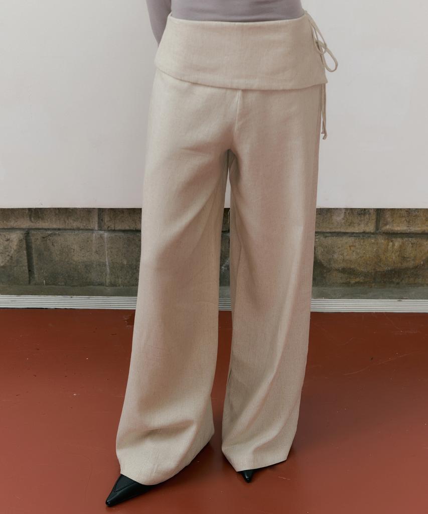 REORG Ref Side Ribbon Midrise Pants Natural Beige