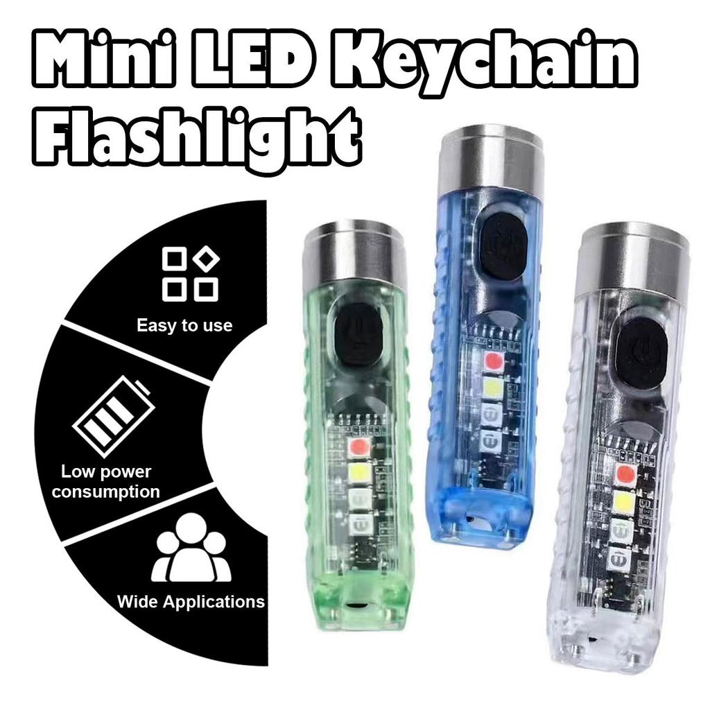 Small Flashlight Led Multi-Function Waterproof Keychain Flashlight Portable Waterproof Magnetic Warning Camping Torch Light