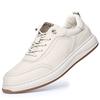 First layer cowhide white shoes new men's business casual leather shoes men's youth versatile British breathable board shoes tide