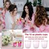 100 Adet 12Oz/360Ml Pembe Tek Kullanımlık Bardaklar Şeffaf Plastik Kokteyl Bardakları Tatlı Bardakları İçki Bardakları Pembe Parti Şarap Bardakları Düğün İçin