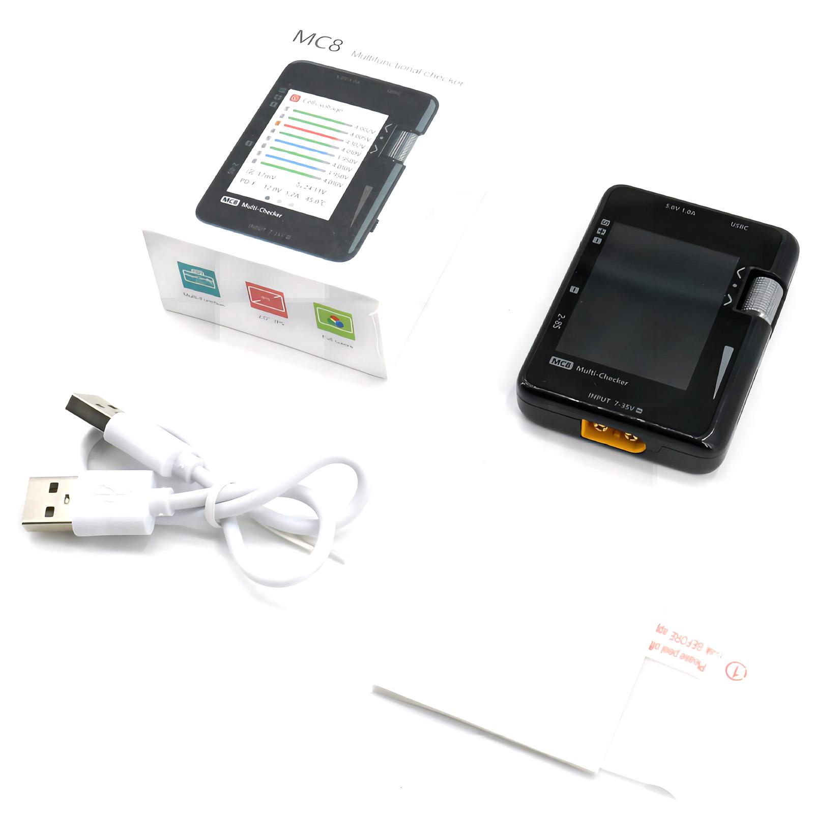 

MC8 Mini Size Cell Checker Display Tester Smart Battery Multifunction Checker Balancer 32 Bit PWM Output PPM SBUS