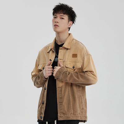 Personality Gradual Change Denim Jacket Top American Retro Trend Loose Casual Versatile Labeled Jacket Long Sleeve Men