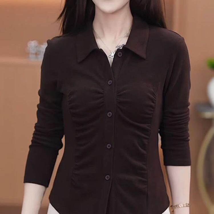 Women's Versatile Long-Sleeved Cropped Base Layer Shirt, 2025 Autumn Design – Tummy Concealing, Slimming, Flattering Top