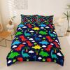 Ensembles de housse de couette Art Dinosaure Ensemble de literie respirant avec taies d'oreiller Housse de couette Style fantaisie vibrant pour toutes les saisons
