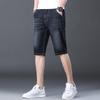 Shorts en Jean Décontractés pour Homme Longueur Genou Élastique Coupe Droite Marque Coton Jeans Mode Street Style Couleur Unie Court