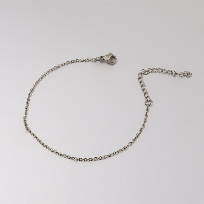 Stainless Steel Square Cross Chain Bracelet Anklet, Korean Style, 1.5mm Chain