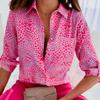 Spring Autumn Lapel Long Sleeve Floral Print Women Shirt