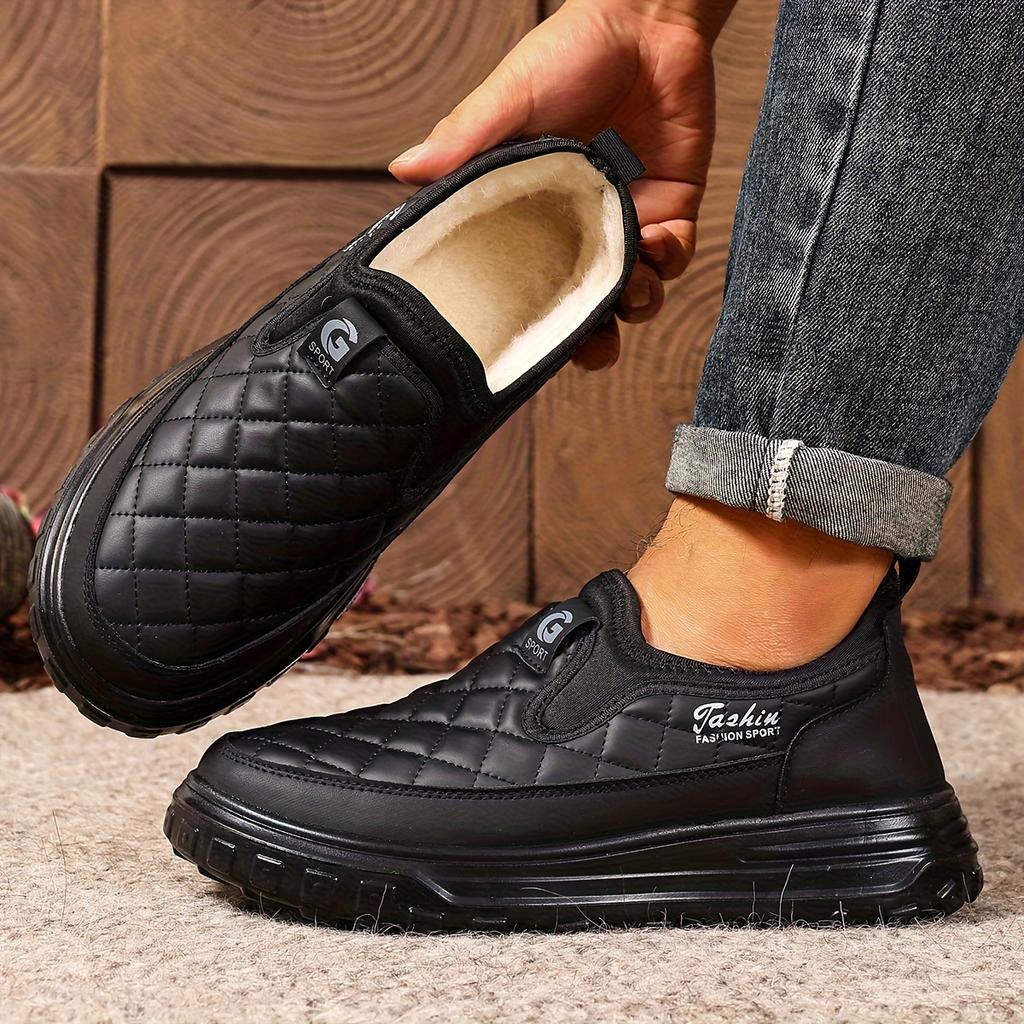 Men's Winter Warm & Comfortable SlipOn Snow Bootslike Soft Sole & Ankle-High Boot Design