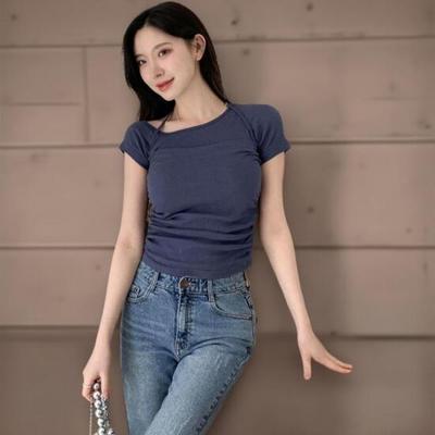 New Arrivals Open Run Women HalTer Neck Ribbed Tank Top And T shirT seT
