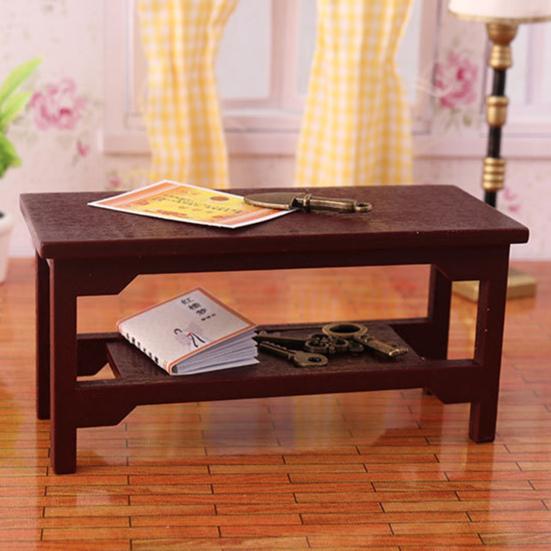 1:12 Simulations-Teetisch Mini Handgefertigt Retro Weinrot Puppenhausmöbel Tisch Kinderspielzeug für Kindergarten