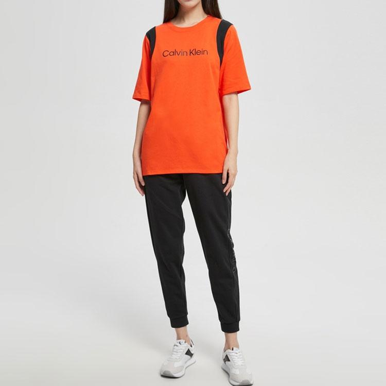 Calvin Klein Drawstring Waist Reflective Letter Print Fleece Joggers Women bottoms Black 4WF2P612-001