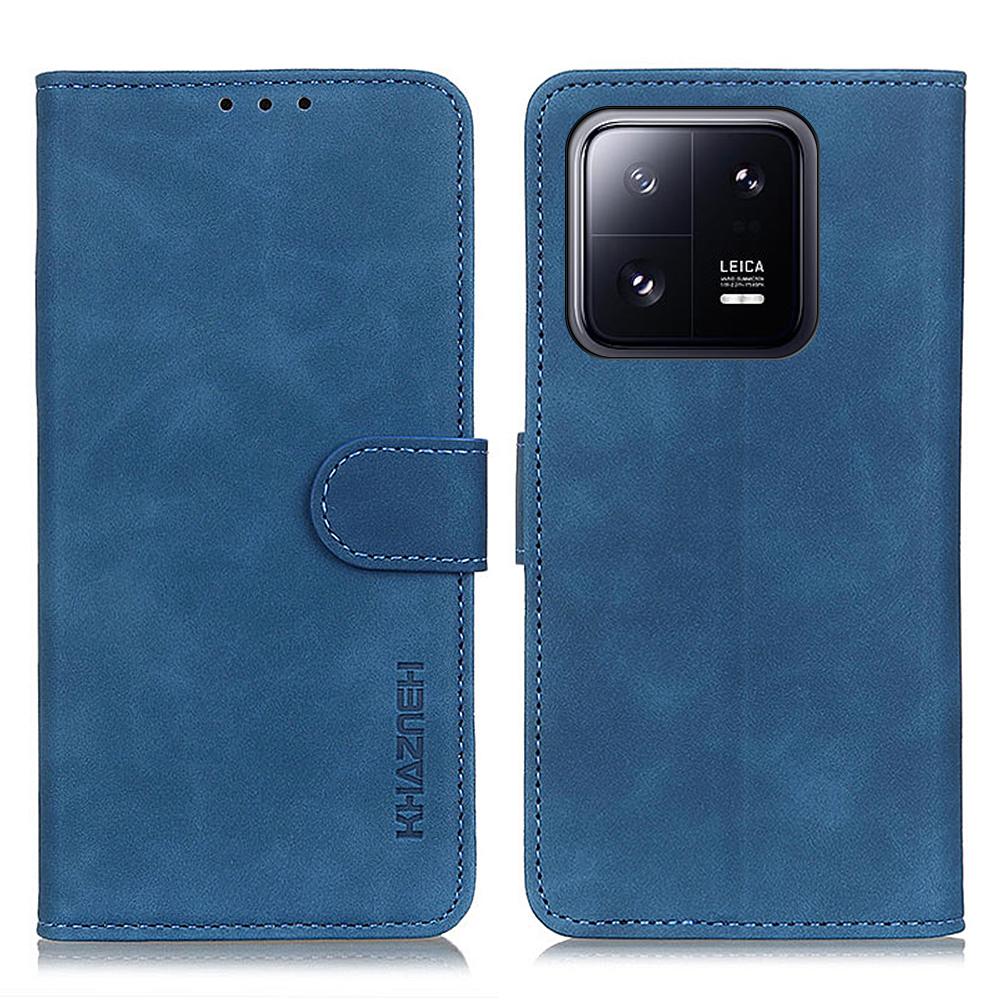 

KHAZNEH Чехол для телефона с ретро-текстурой для Xiaomi 13 Pro 5G, откидной кожаный чехол-подставка, кошелек, устойчивый к царапинам чехол для мобильного телефона Blue