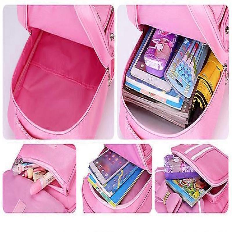 NEW Detachable 6 Wheels Trolley School Bag Girls Rolling Backpack Children Cute Pink Bowknot Schoolbag Wheeled Backpack Set