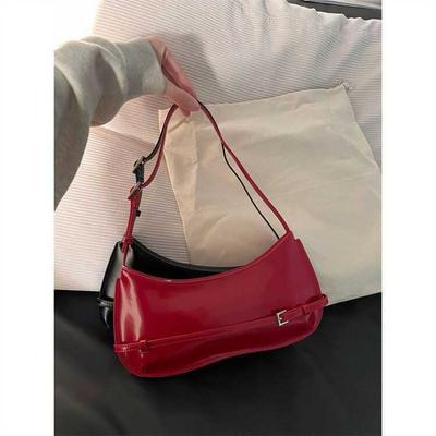 Fransız Niş Çanta Moda Omuz Çantası Retro Çanta Dokulu Koltuk Altı Çantası Kırmızı Düğün Çantası Kadın