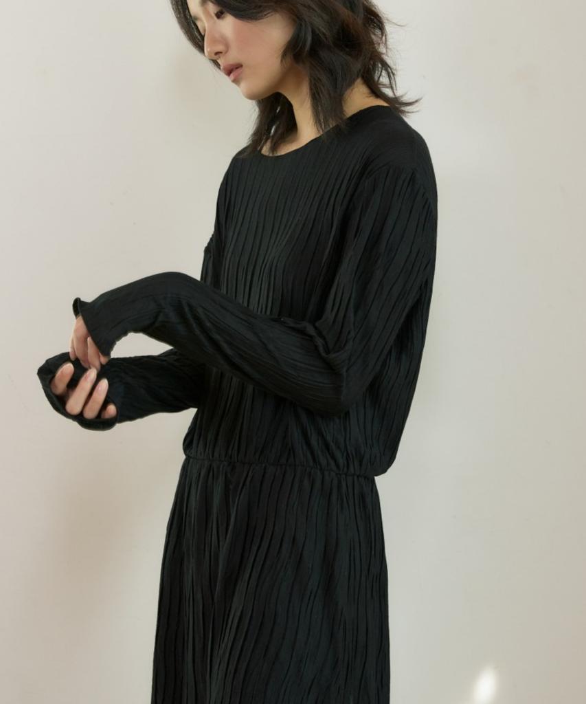 Wioi Pleats Layered Dress_Black