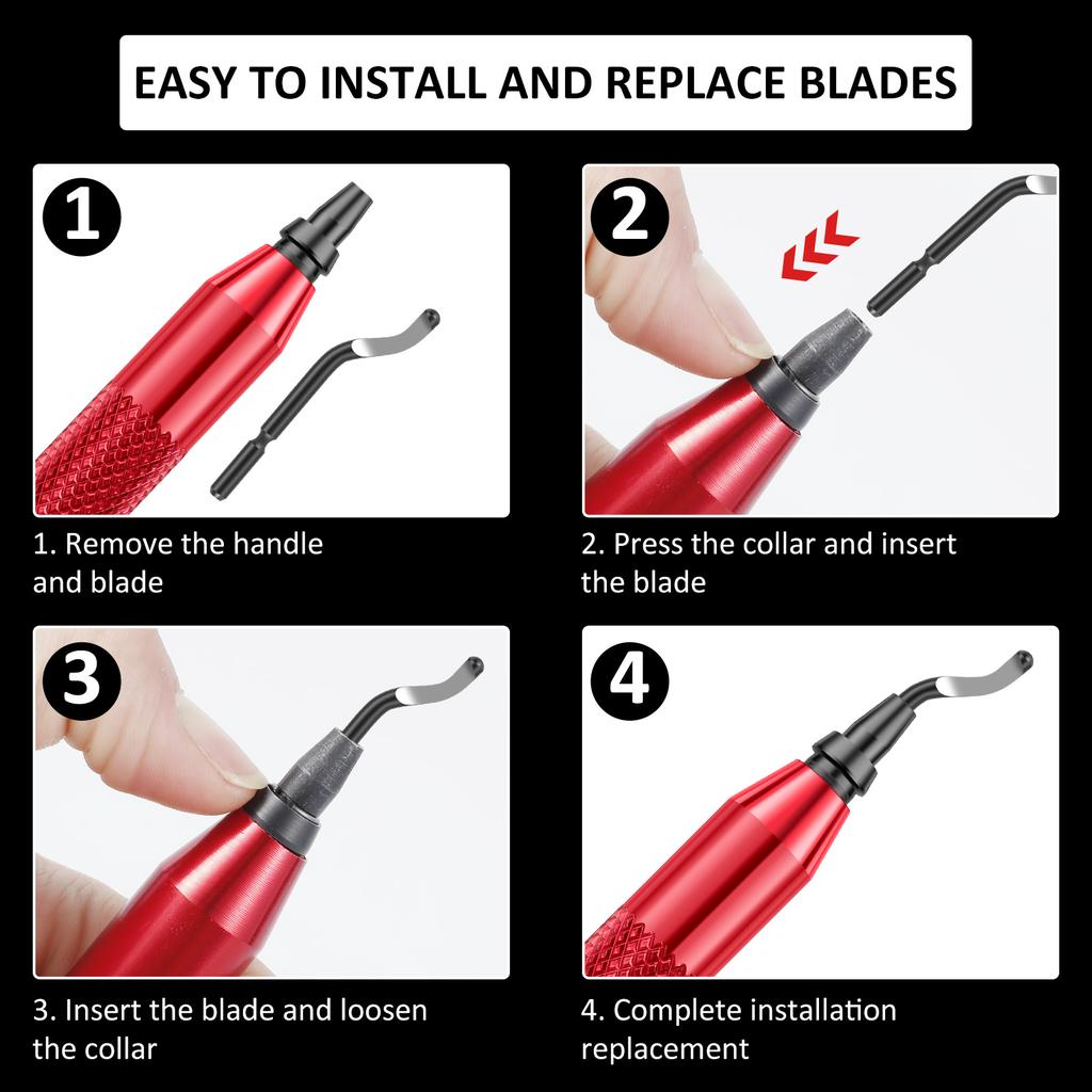 Deburring Tool with 10 Steel Blades Alloy Burr Removal Tool Deburring Tool for Metal, Resin, Copper, PVC Pipes, 3D Printed Edges