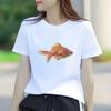 Beautiful Goldfish Print Short Sleeved Round Neck Womens Tshirt for Spring and Summer Versatile Womens Tshirt