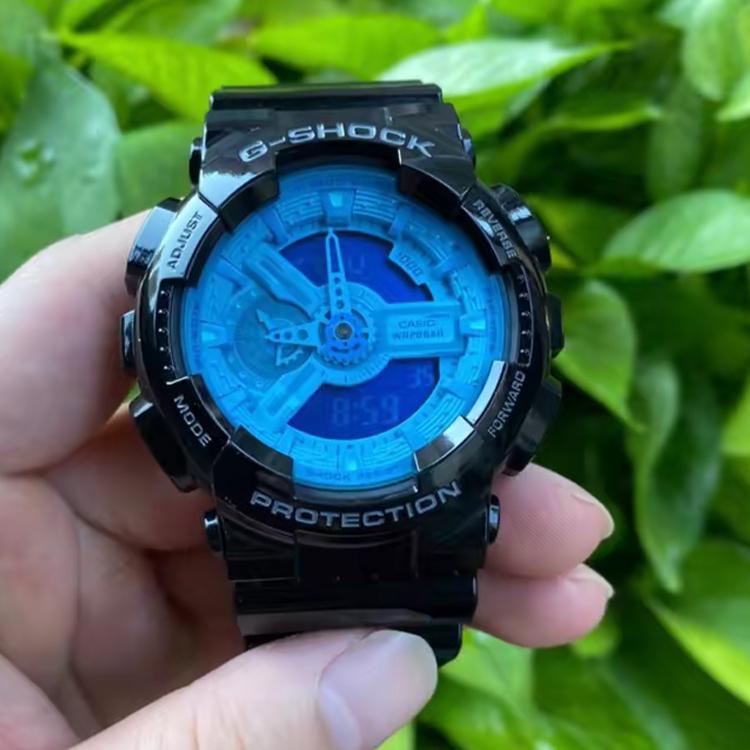 Casio G-Shock Youth Series Fluorescent Blue Fashion Dynamic Multifunction Sports Waterproof Quartz Movement Resin Strap Women Watches GA-110B-1A2PR