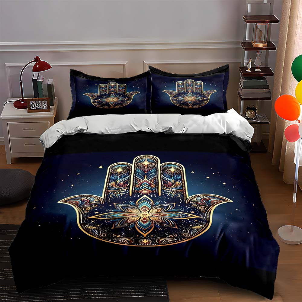 

Ornate Hamsa design Bedding Duvet cover sets Duvet covers Pillowcases gifts (1 * Duvet Cover 2 * Pillowcases, without duvet insert) 135x200cm