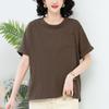Women's Plus Size Summer Solid Color Casual T-shirt - Short Sleeve, Loose Fit 6310