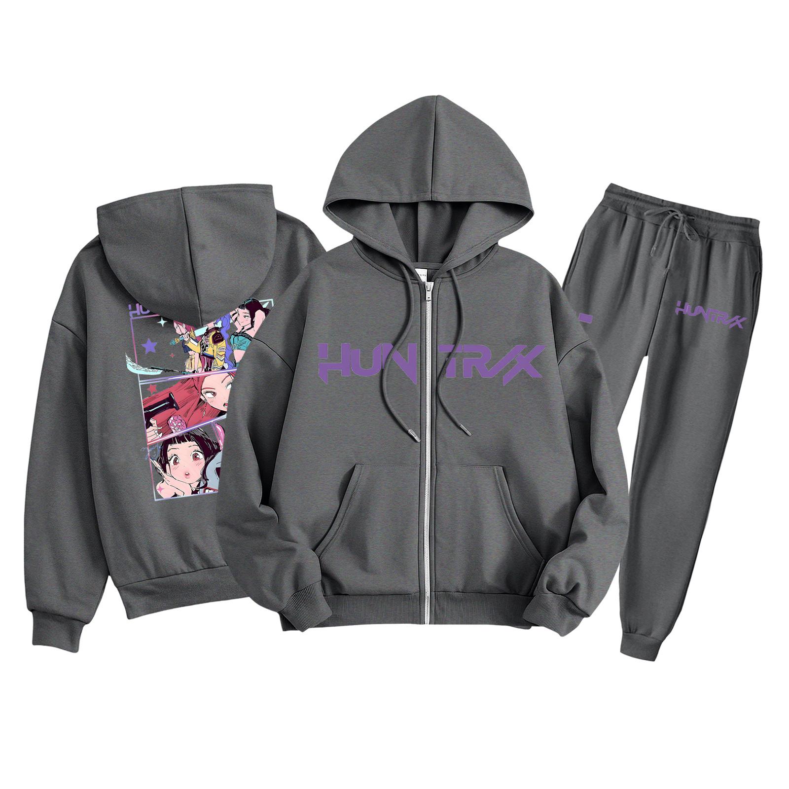 

Children s Fashion Long Sleeve Zipper Hooded Sweatshirt Sweatpants Print Pocket Sweatshirt Set 150