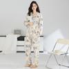 Big Size M-4XL Spring and Autumn Women Knited Cotton Pyjamas Female Long Sleeve Turn-down Collar Sleepwear